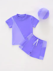 Girl's 3pcs Swimsuit Set T shirt Swim Trunks Cap Beach Vacation Surfing