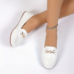 Women's Chain Decor Loafers Slip On Shoes Casual Walking Shoes