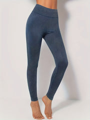 Denim Washed High Waist Fitness Pants Women's Leggings