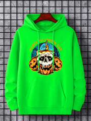 Men's Halloween Style Skull Candle Graphic Hoodie Drawstring Sweatshirt