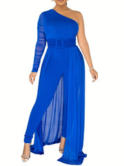 One Shoulder Jumpsuit With Overskirt Casual Women's Clothing