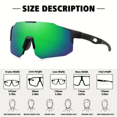 Men's Polarized Square Sunglasses Green Lens UV 400 Protection
