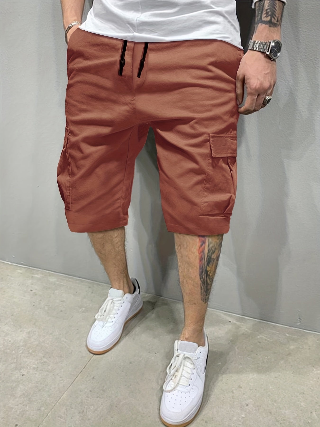 Men's Breathable Cargo Short Pants with Flap Pocket for Hiking Fishing