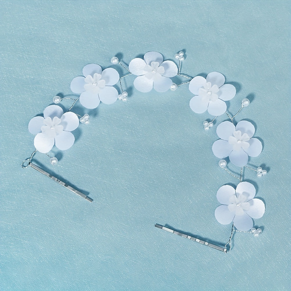 Flower & Pearl Hair Clip Minimalist Headband Bridal Wedding Accessory