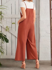 Wide Leg Spaghetti Jumpsuit V Neck Casual Sleeveless