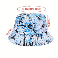 Graffiti Print Bucket Hat Couple Basin Hat Sunscreen Fisherman Cap