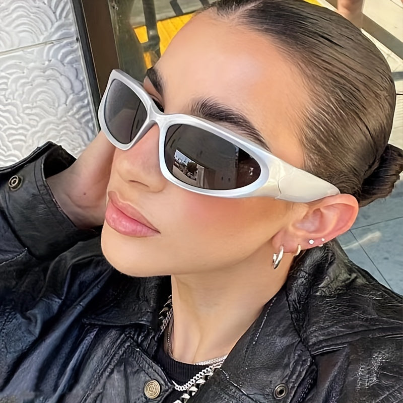 Y2K Wrap Around Sunglasses Cyberpunk Mirror Lens UV400