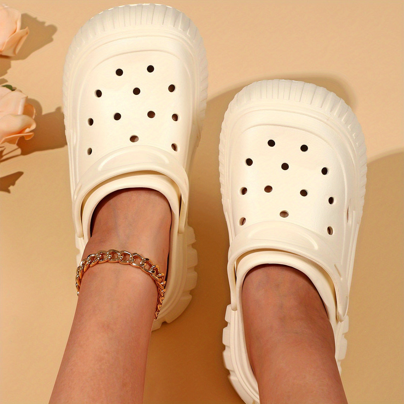 Women's Hollow Out Slip On Sandals Round Toe Solid Slides