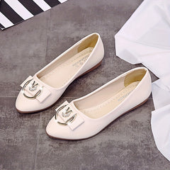 Women's Rhinestone Buckle Bow Flats Slip On Shoes