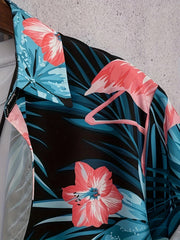 Flamingo Print Men s Casual Short Sleeve Hawaiian Shirt