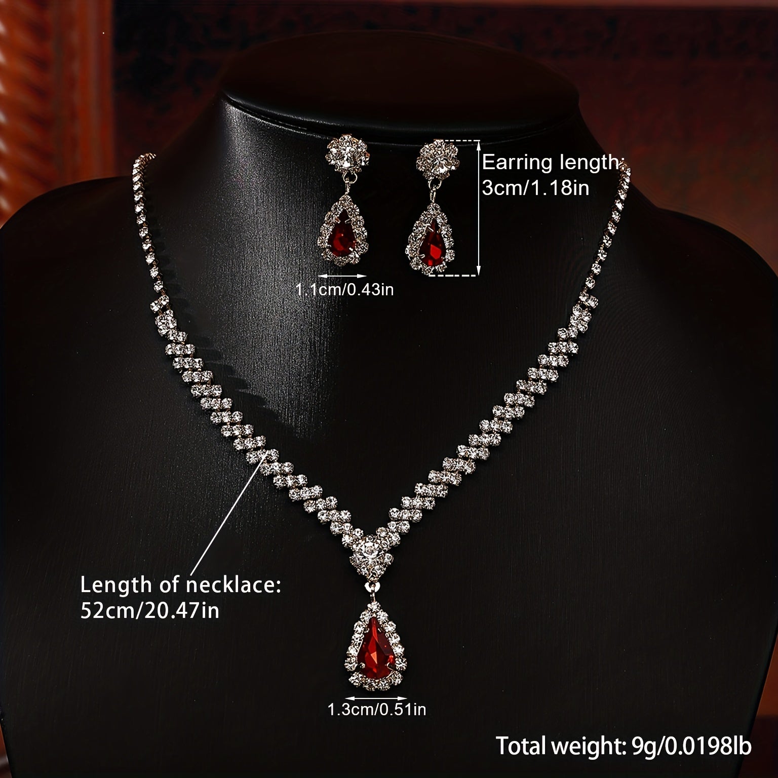 Rhinestone Pendant Necklace Earrings Set for Party Prom