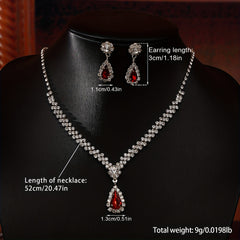Rhinestone Pendant Necklace Earrings Set for Party Prom
