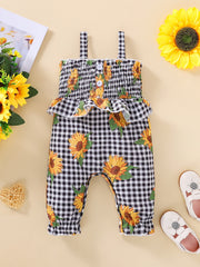 Baby Girls Off the Shoulder Sunflower Jumpsuit