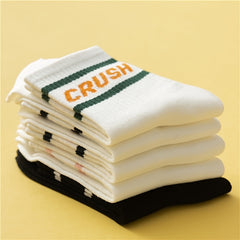 5 Pairs Letter Print Sports Socks All Match Stockings Hosiery