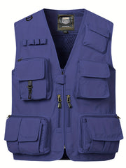 Men's Zipper Pockets Cargo Vest for Outdoor Activities