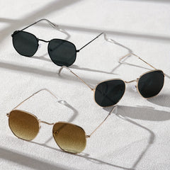 3pcs Metal Square Frame Sunglasses with Zipper Case