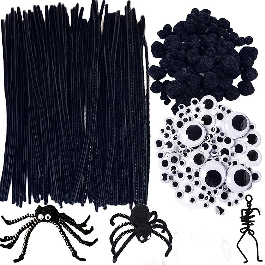Halloween Craft Supplies Set: Pipe Cleaners, Lollipop Sticks, Swingin