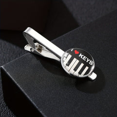 Vintage Piano Keyboard Music Note Round Tie Clip Buckle Gift