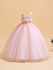Girls Formal Dress Birthday Party Dress Flowers Decor Maxi Dress