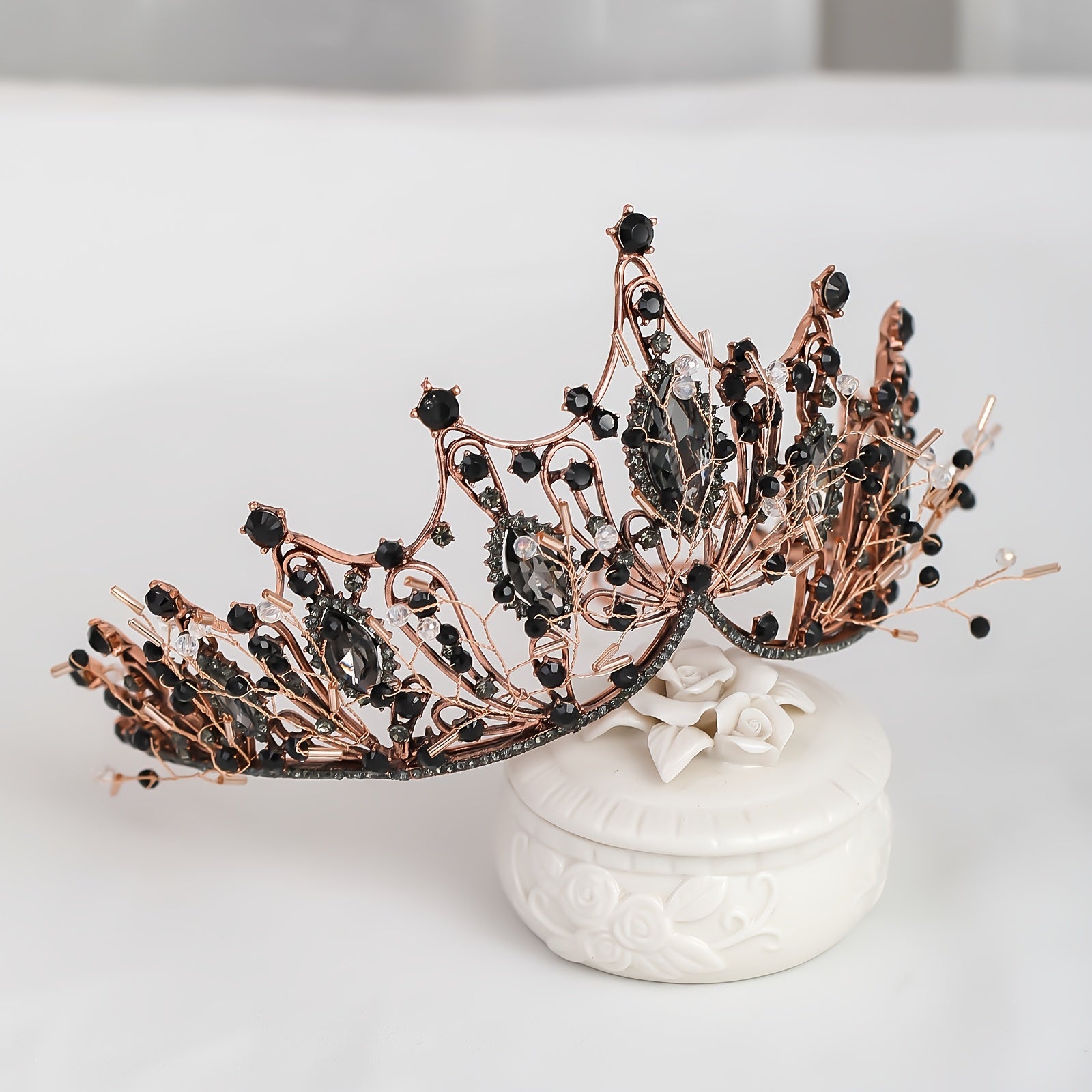 Golden Rhinestone Crown Headband Wedding Bride Hair Tiara