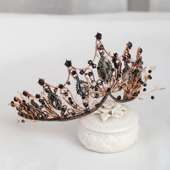 Golden Rhinestone Crown Headband Wedding Bride Hair Tiara