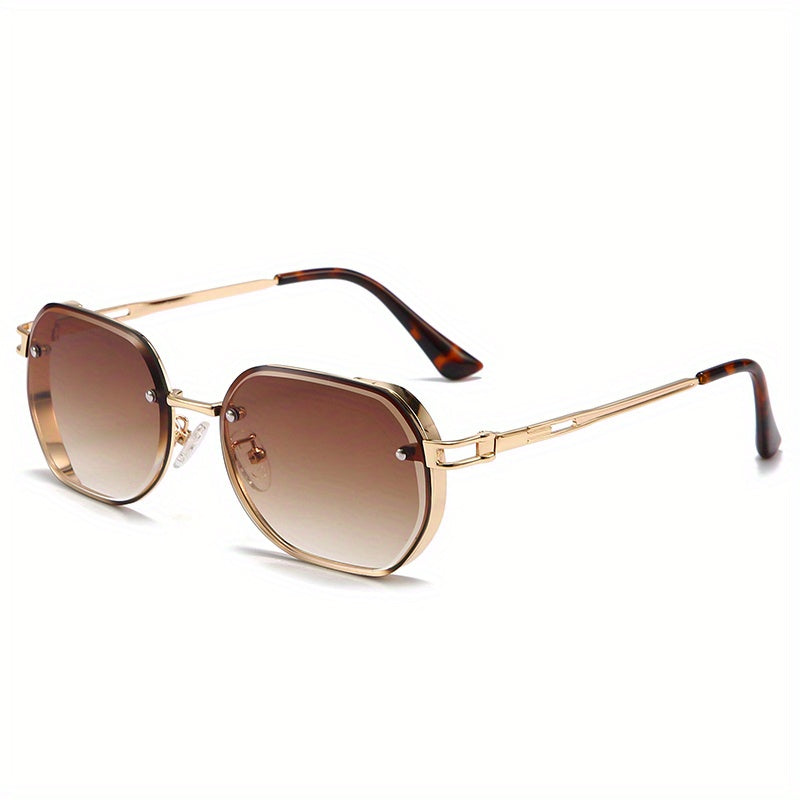 Y2K Oval Metal Sunglasses Steampunk Gradient UV400 Sun Shades
