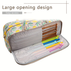 Waterproof Yarn Storage Bag Lemon Printed Knitting Crochet Large Capacity
