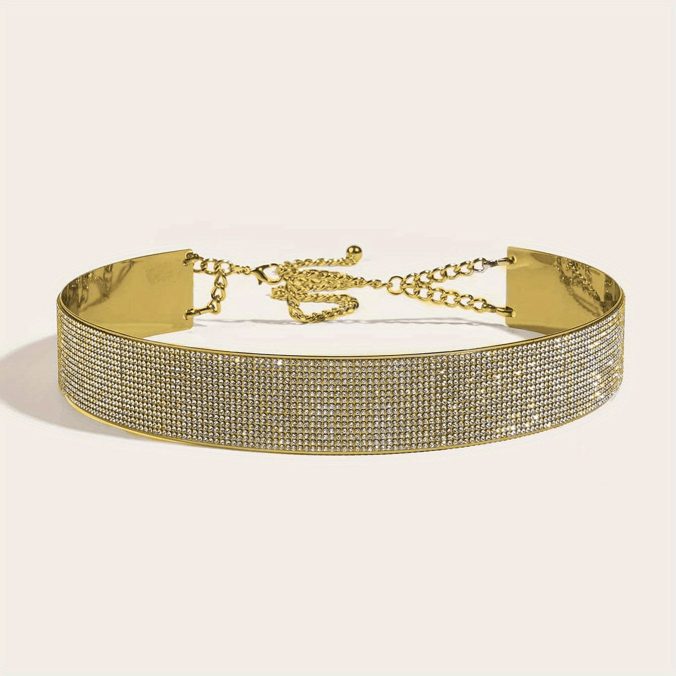 Rhinestone Punk Belt Chain Metal