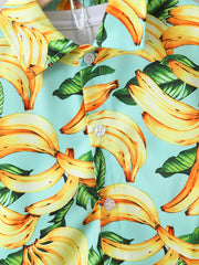 Boys Banana Print Shirt & Shorts Set Summer Kids