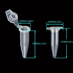 100pcs Microcentrifuge Tubes 0.2ml 0.5ml 1.5ml Snap Cap Test Tubes