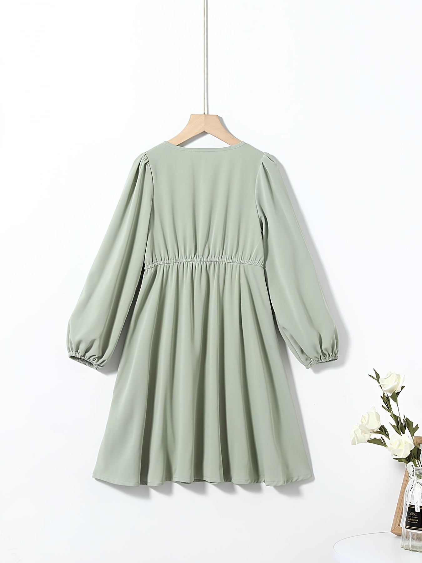 Girls V-Neck Ruffled Dress for Autumn & Spring