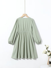 Girls V-Neck Ruffled Dress for Autumn & Spring