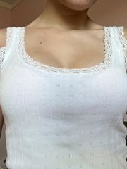 Y2K Eyelet Lace Tank Top for Women