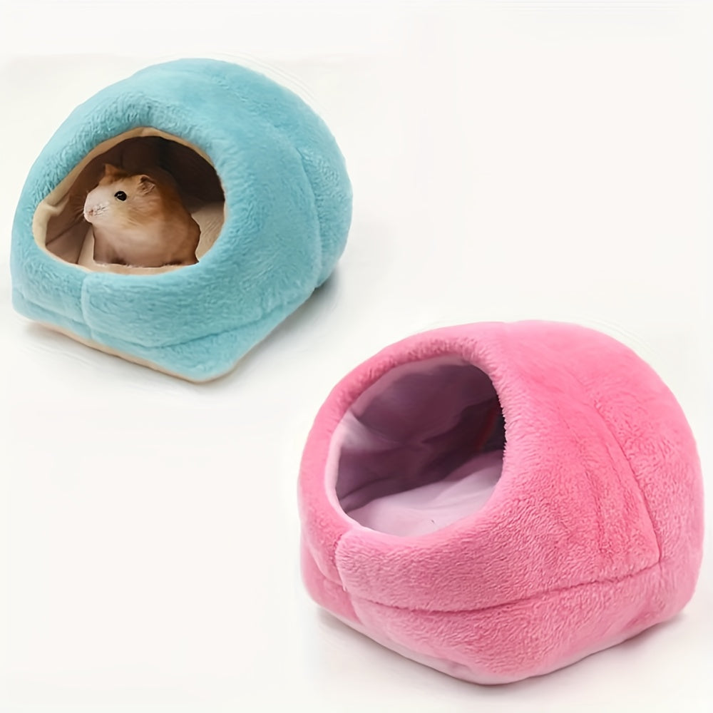 2pcs Hamster Bed House Winter Warm Coral Velvet Nest Small Animals House