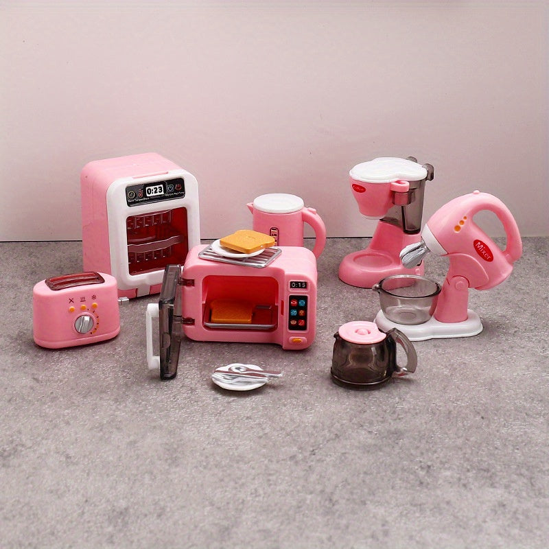 Pink Dollhouse Kitchen Set with Appliances & Accessories