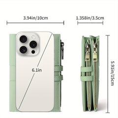 RFID Blocking Short Wallet Light Mint Green Snap Closure Zipper Coin Pocket