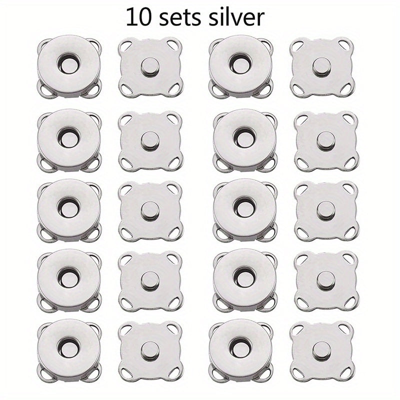 10pcs Magnetic Snap Fasteners Clasps for Handbag Purse Wallet Craft Bags DIY