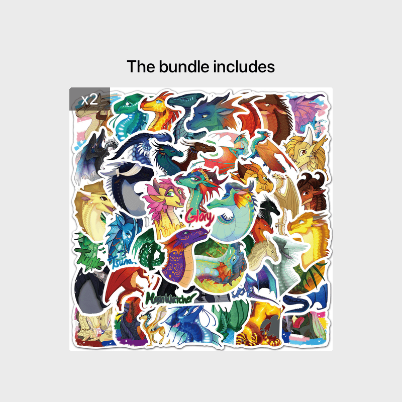 60pcs Winged Dragon Cartoon Waterproof Stickers Pack