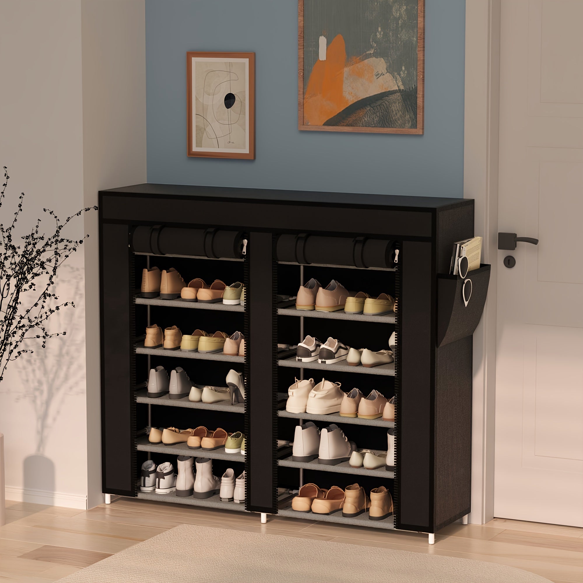 Large Capacity Shoe Rack With Dust Proof Curtain