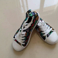Women's Graffiti Canvas Sneakers Low Top Flat Shoes