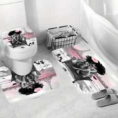 4pcs Personalized Art Women's Shower Curtain Set