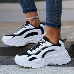 Women's Platform Chunky Sneakers Lace Up Running Shoes