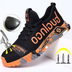 Men's Steel Toe Work Safety Shoes, Anti-skid, Puncture Proof, Lace Up