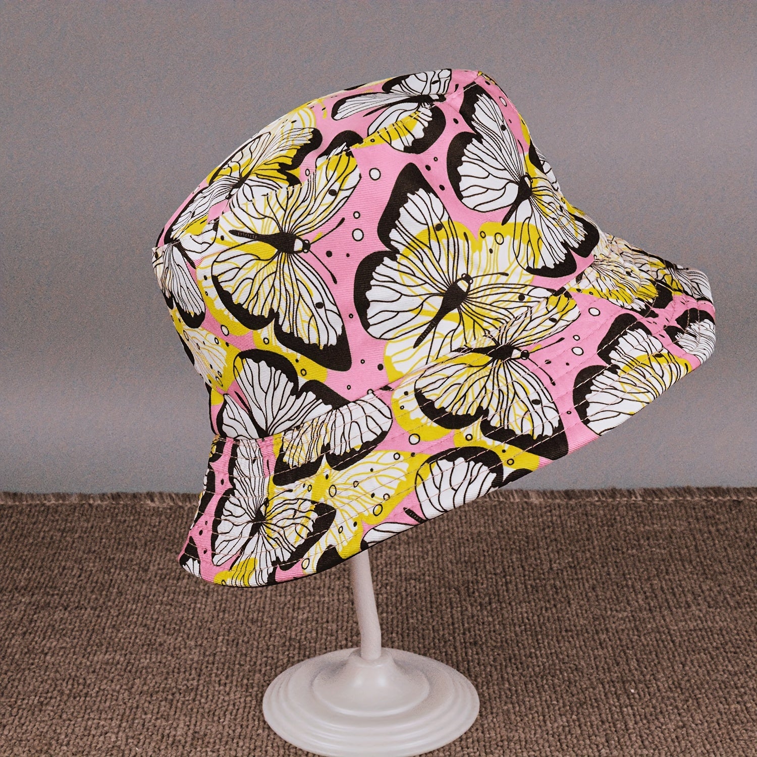 Butterfly Print Bucket Hat Foldable Sun Protection Sunshade Hat