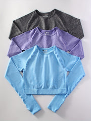 3pcs Long Sleeved Sports Top Running Yoga Top Women's Tops