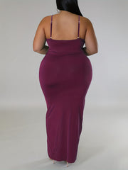 Deep V Neck Layered Ruched Cami Dress