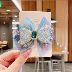 Princess Bow Mesh Crystal Hair Clip Sweet Hairpin