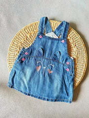Baby Girls Animal Embroidered Denim Dress Child's Overal...