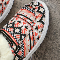 Geometric Print Warm Sneakers Lightweight Casual Walking Shoes