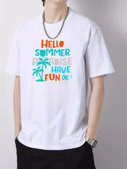 Summer Paradise Print Men's Cotton Graphic Crew Neck Active T Shirt